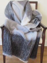 Load image into Gallery viewer, Dark Grey Mohair Throw with Frayed Trim