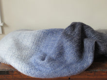 Load image into Gallery viewer, Horizontal Stripe Grey Mohair Throw with Frayed Trim