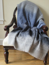 Load image into Gallery viewer, Horizontal Stripe Grey Mohair Throw with Frayed Trim