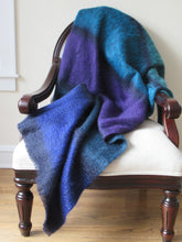Load image into Gallery viewer, Dark Blue Mohair Throw with Frayed Trim