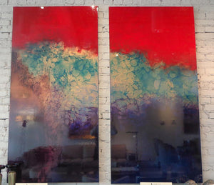 Red Reign Diptych Painting