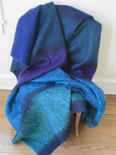 Load image into Gallery viewer, Dark Blue Mohair Throw with Frayed Trim
