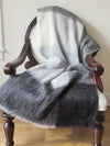 Dark Grey Mohair Throw with Frayed Trim