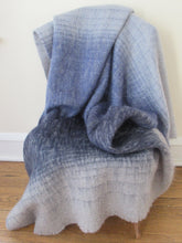 Load image into Gallery viewer, Horizontal Stripe Grey Mohair Throw with Frayed Trim
