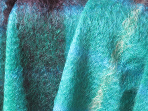 Light Blue Mohair Throw with Frayed Trim