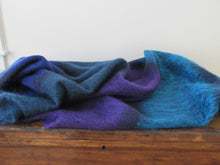 Load image into Gallery viewer, Dark Blue Mohair Throw with Frayed Trim
