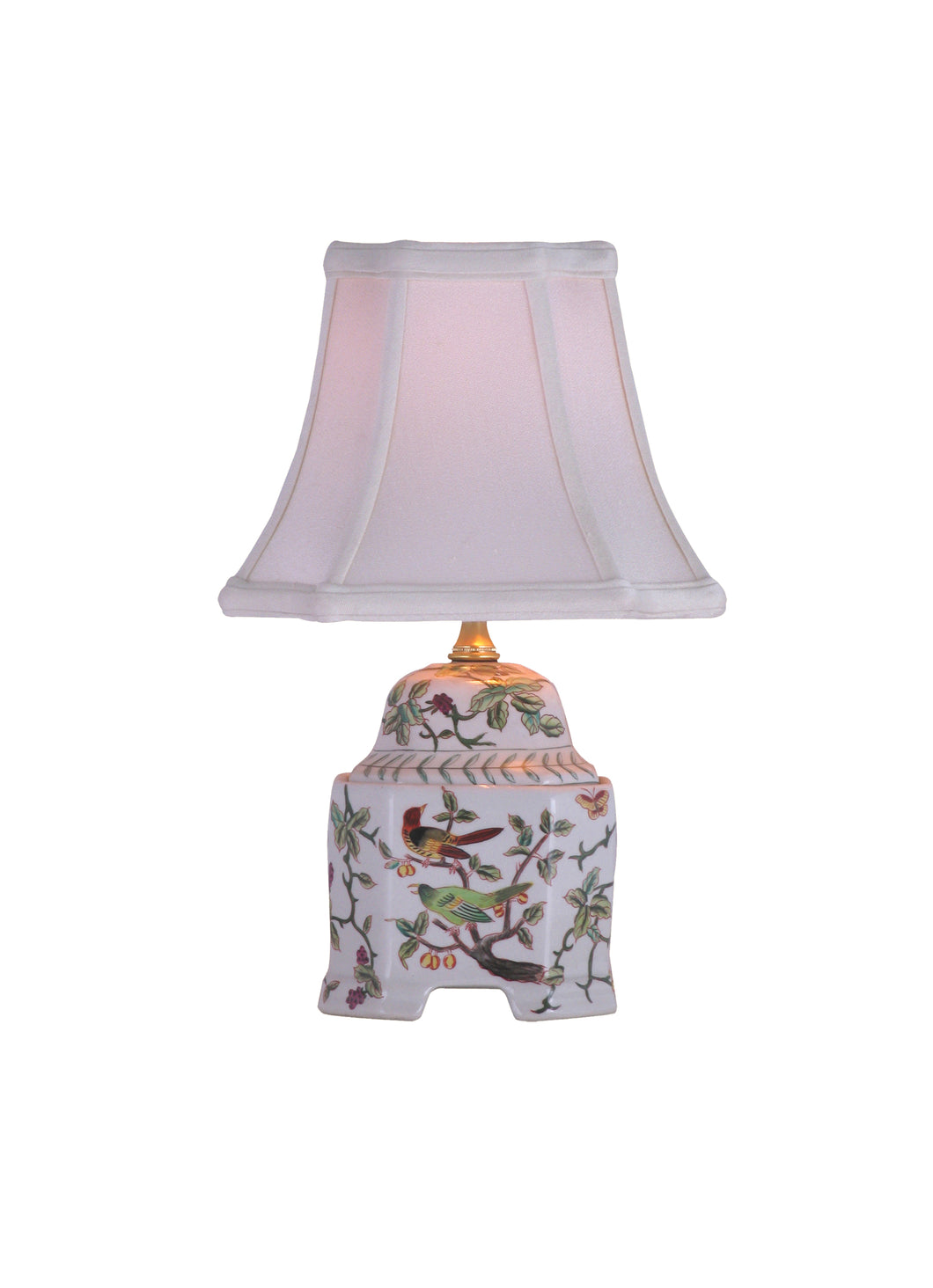 Porcelain Songbirds Square Jar Table Lamp