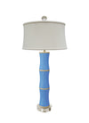 Porcelain French Blue Bamboo Table Lamp with Crystal Base