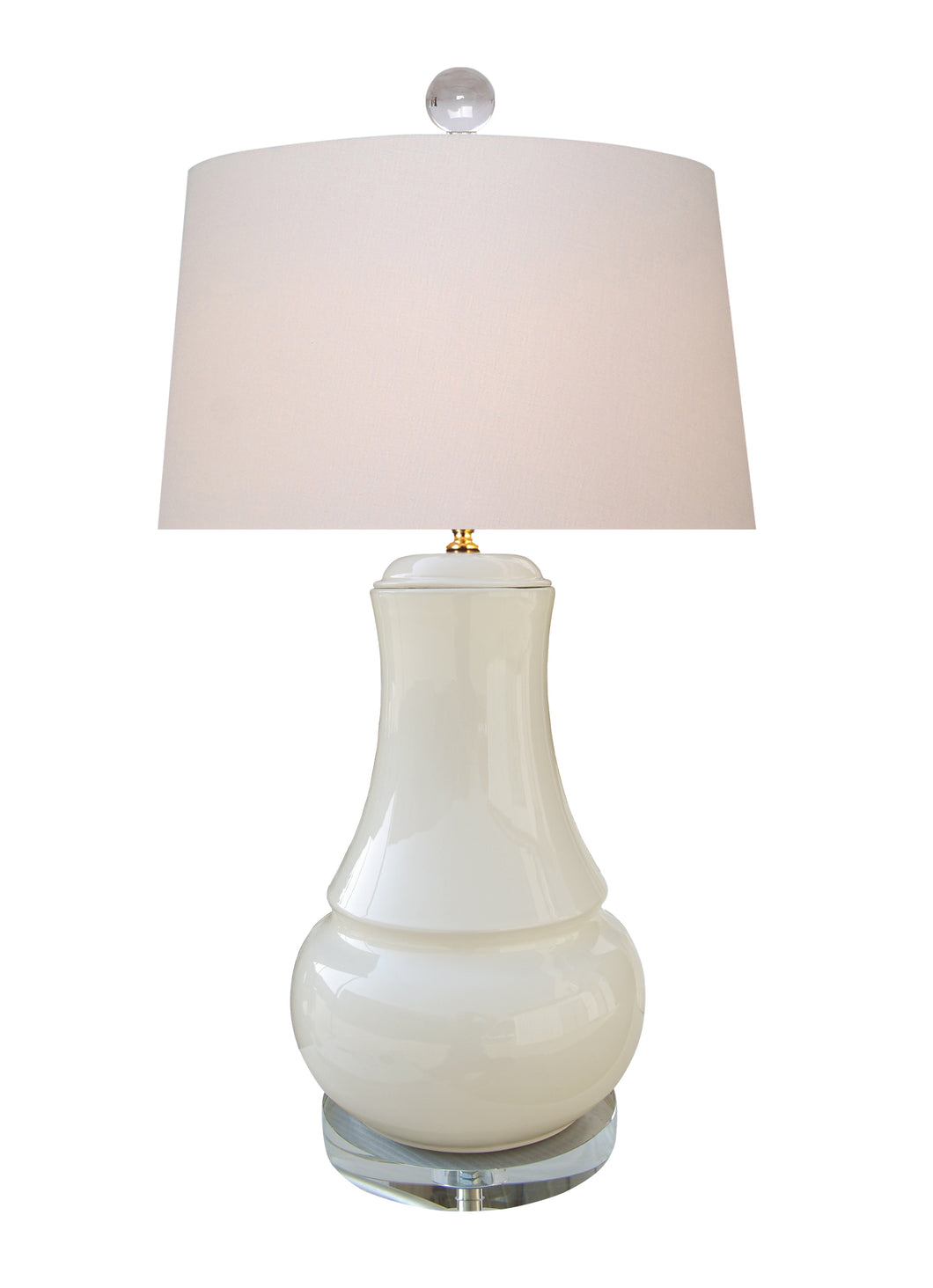 Porcelain Dove White Table Lamp with Crystal Base