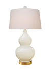 Porcelain Dove White Gourd Table Lamp with Gold Leaf Base