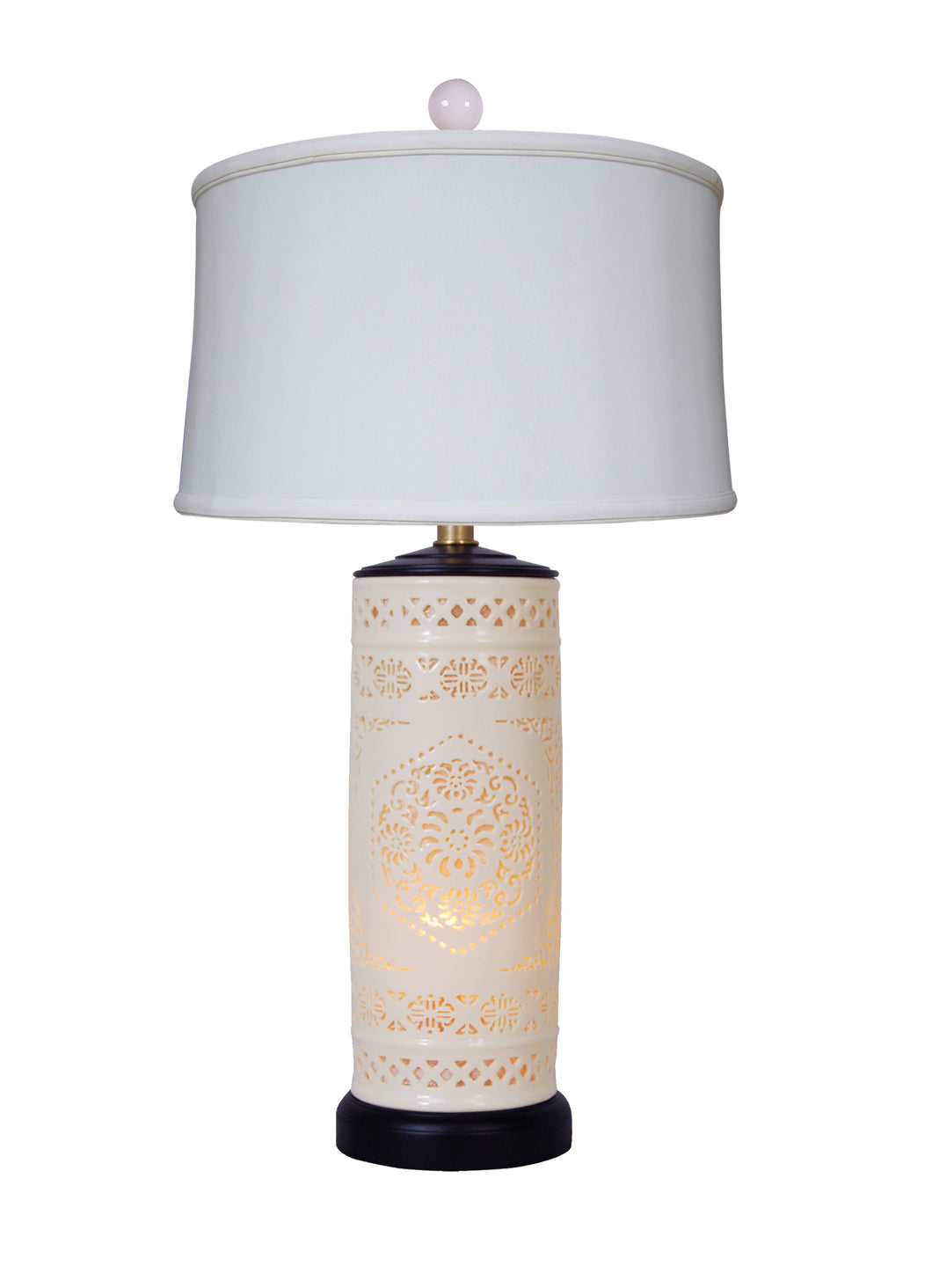 Pierced Bone China Table Lamp with Built In Night Light