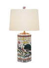 Porcelain Oval Peacock Table Lamp with Porcelain Finial