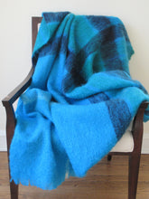 Load image into Gallery viewer, Light Blue Mohair Throw with Frayed Trim
