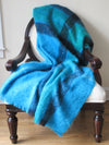 Light Blue Mohair Throw with Frayed Trim