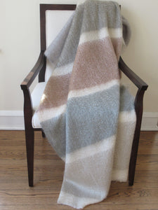 Light Grey Mohair Throw with Frayed Trim