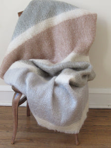 Light Grey Mohair Throw with Frayed Trim