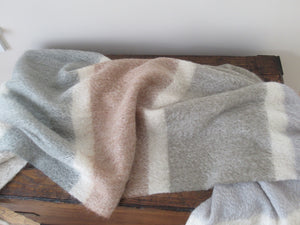 Light Grey Mohair Throw with Frayed Trim