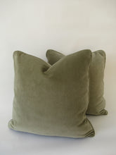 Load image into Gallery viewer, Olive Green Crushed Velvet Pillow with Welt and Hidden Zipper
