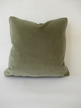 Load image into Gallery viewer, Olive Green Crushed Velvet Pillow with Welt and Hidden Zipper
