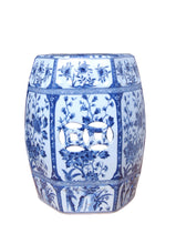 Load image into Gallery viewer, Porcelain Blue and White Hex Garden Stool
