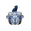 Porcelain Blue and White Lion Tea Caddy Jar