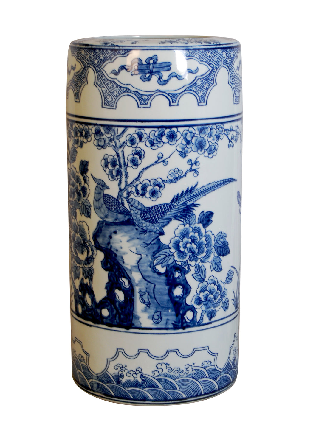 Porcelain Blue and White English Umbrella Stand