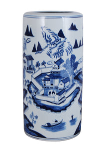 Porcelain Blue and White Canton Umbrella Stand