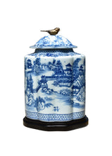 Load image into Gallery viewer, Blue and White Porcelain Chinoiserie Jar with Base
