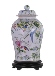 Porcelain Lily Temple Jar with Base