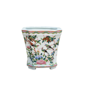 Porcelain Rose Canton Square Cut Corner Pot 5"