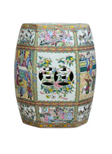 Load image into Gallery viewer, Porcelain Hexagonal Rose Medallion Garden Stool
