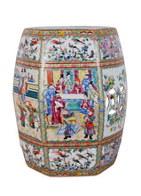 Load image into Gallery viewer, Porcelain Hexagonal Rose Medallion Garden Stool
